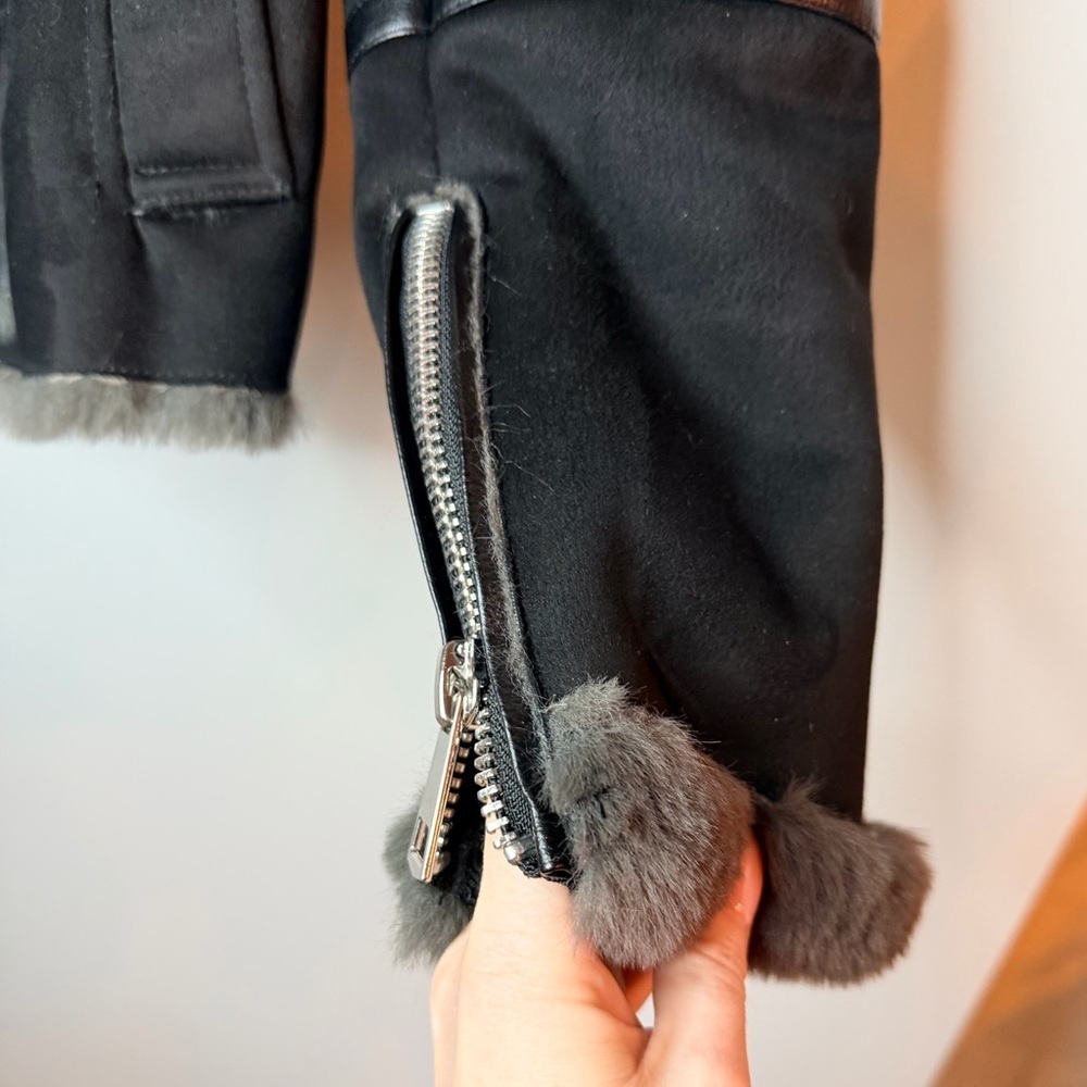 🖤 ZARA Black Jacket with Grey Shearling – Size S - Picture 8 of 16